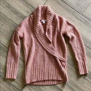 LOFT Dusty Rose Shawl Collar Sweater (alpaca wool and synthetic)